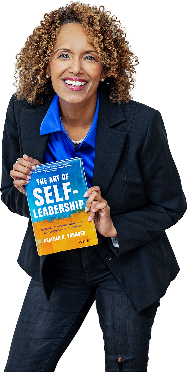 Heather holding book